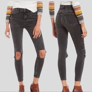FREE PEOPLE We The Free Busted High Waist Raw Edge Hem Stretch Skinny Crop 31